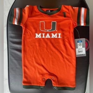 University of Miami Infant Jersey Onesie 6-12 months NWT